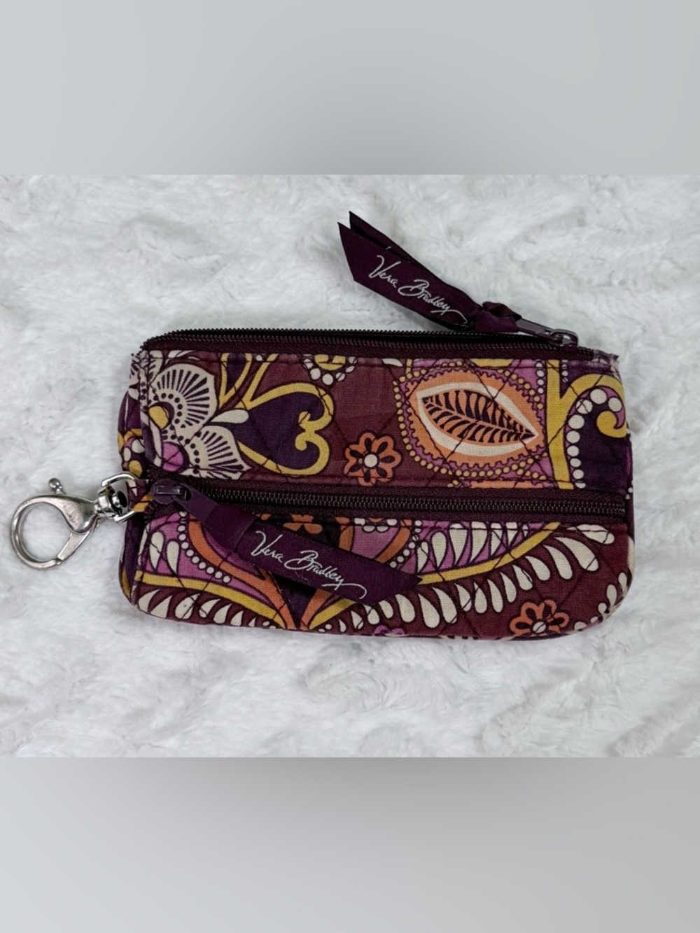 Vera Bradley Quilted Paisley Pouch  Coin purse in Purple, Yellow, Pink